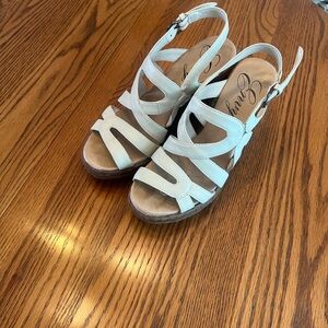 Envy White Strappy Wedge Sandals